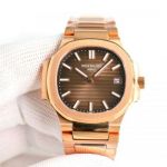 Swiss Replica Patek Philippe Nautilus rose gold case brown dial 35.2mm